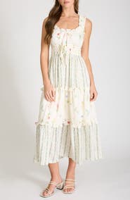 Blu Pepper Print Sleeveless Tiered Maxi Dress