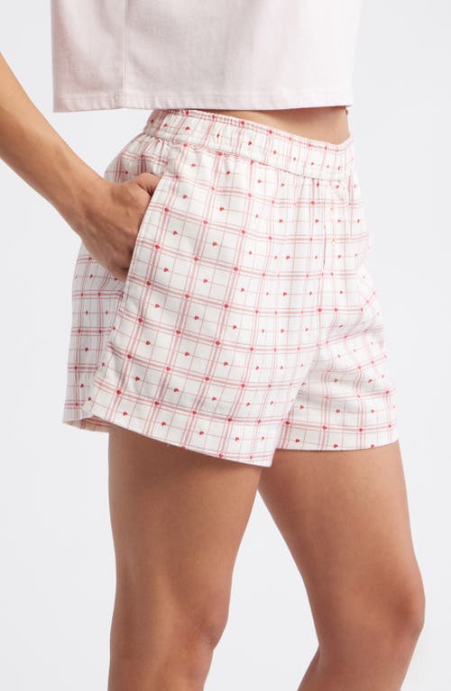 Open Edit Print Cozy Flannel Boxer Pajama Shorts In Pink