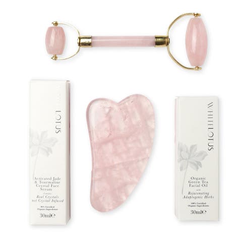 Premium Rose Quartz Crystal Facial Set
