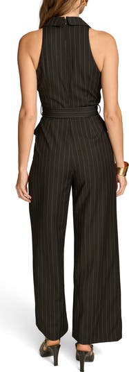 Stripe Belted Sleeveless Jumpsuit