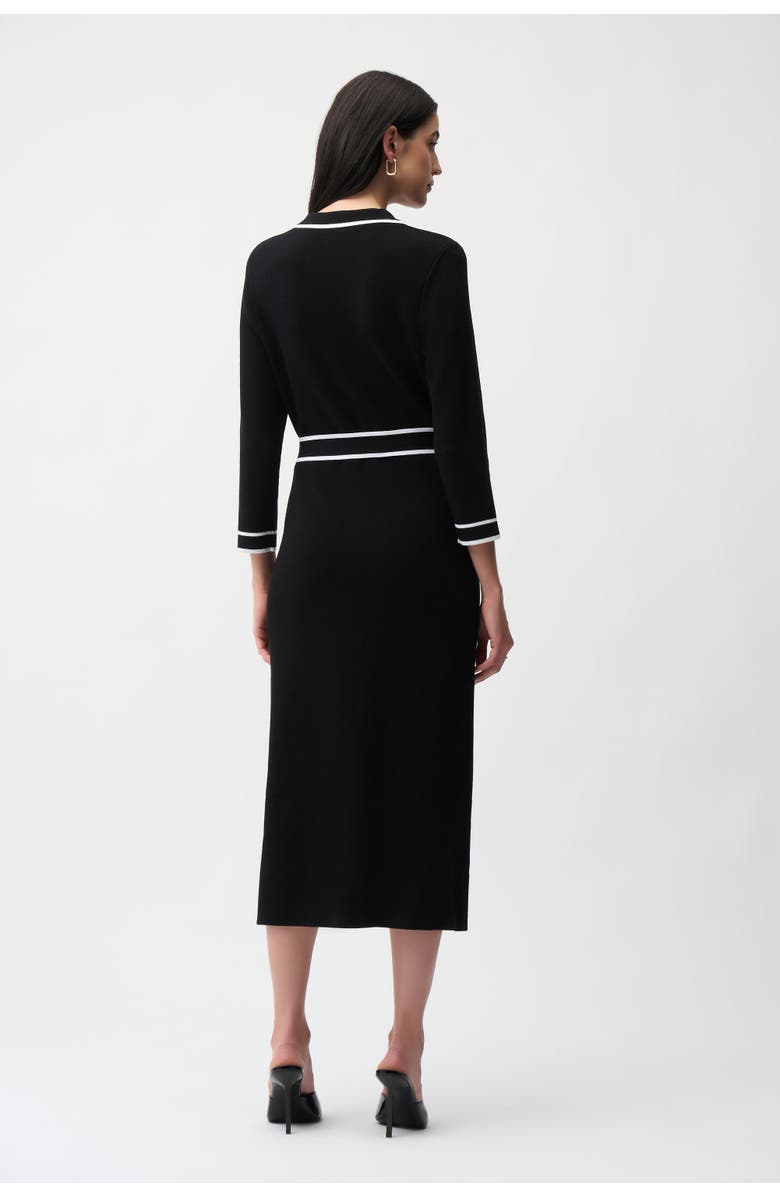 JOSEPH RIBKOFF Viscose Shirt Dress with Contrast Piping And Sash, Alternate, color, Black/Vanilla