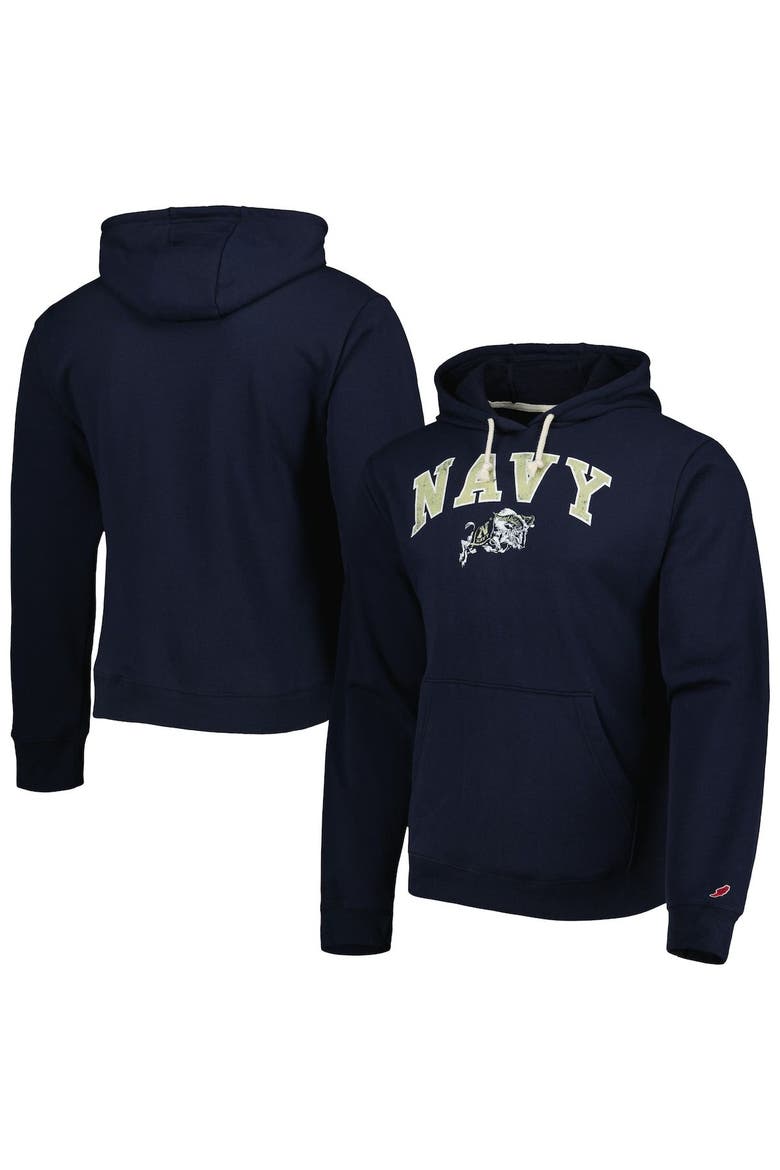 Men's League Collegiate Wear Navy Navy Midshipmen Arch Essential Pullover Hoodie, Main, color, Navy