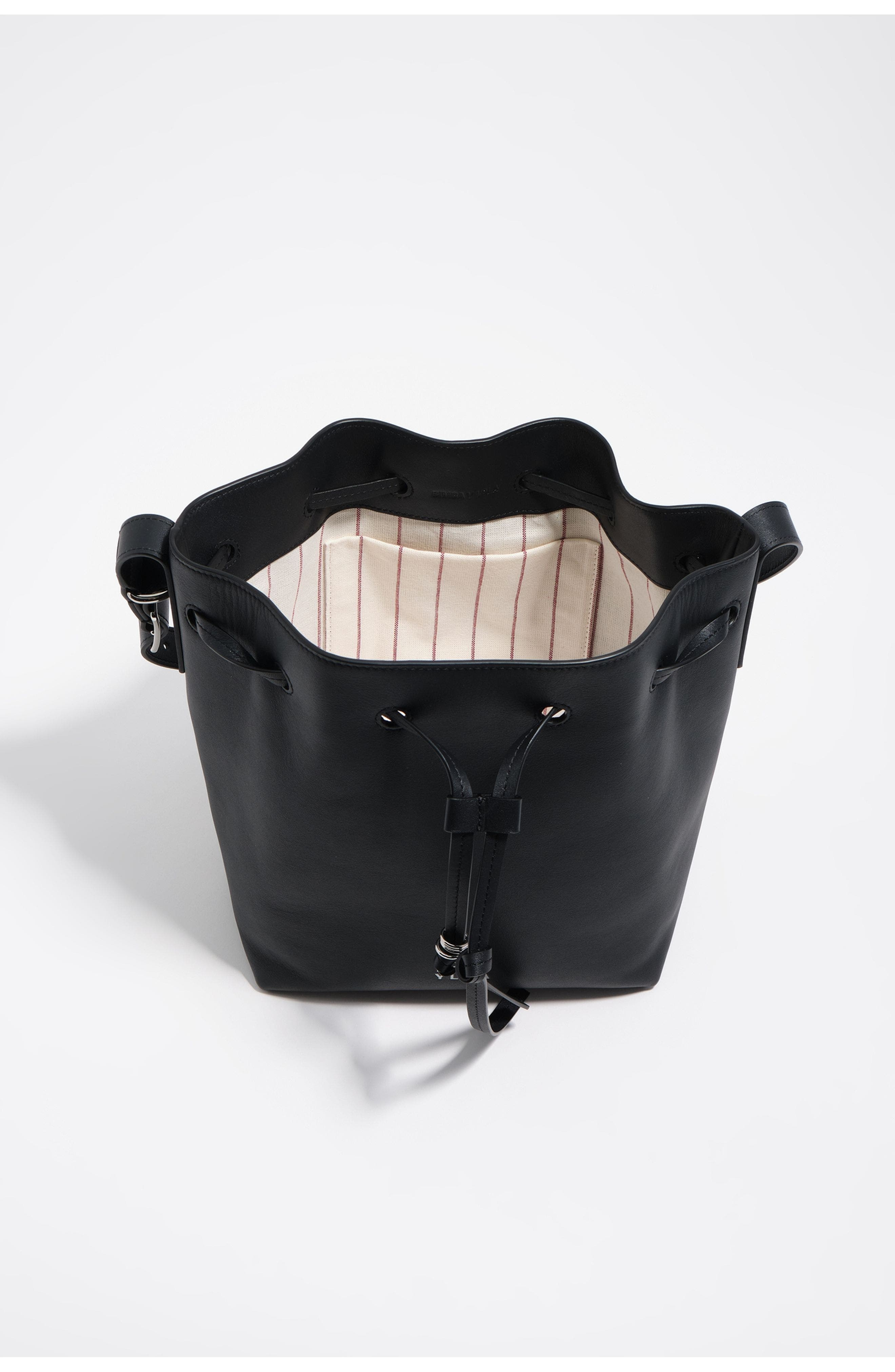 Bimba y Lola Large leather Carlino bucket bag, Alternate, color, Dark Anthracite