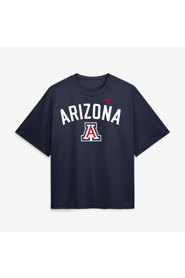 Women's Nike  Navy Arizona Wildcats Arch Logo Boxy T-Shirt, Main, color, Navy