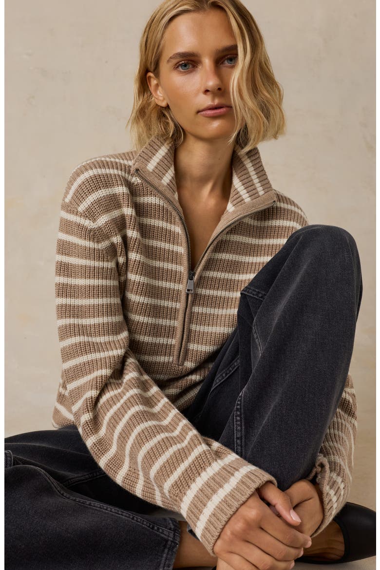 Northshore Quarter Zip Sweater, Alternate, color, OATMEAL STRIPE