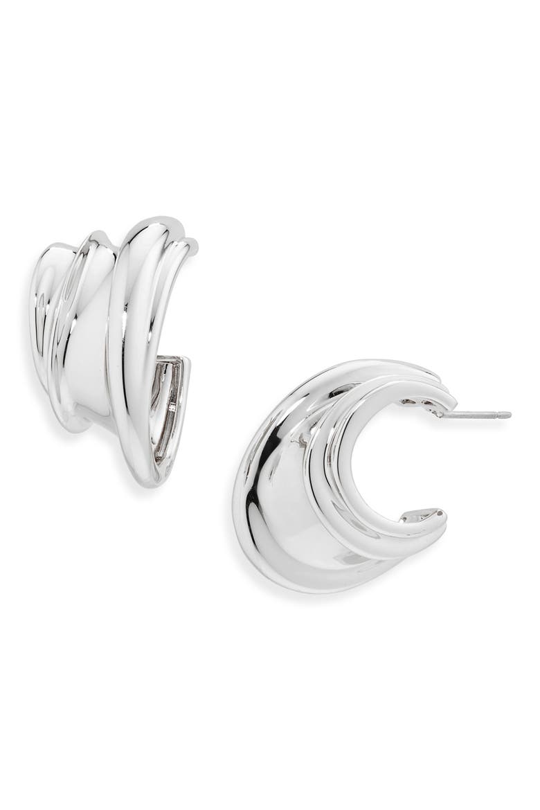 Leona Hoop Earrings, Main, color, HIGH POLISH SILVER