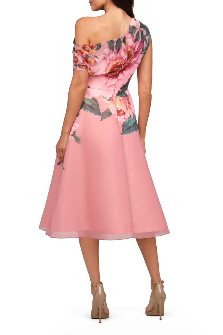 Katherine Floral One-Shoulder Midi Dress, Alternate, color, ROSE PETAL MULTI