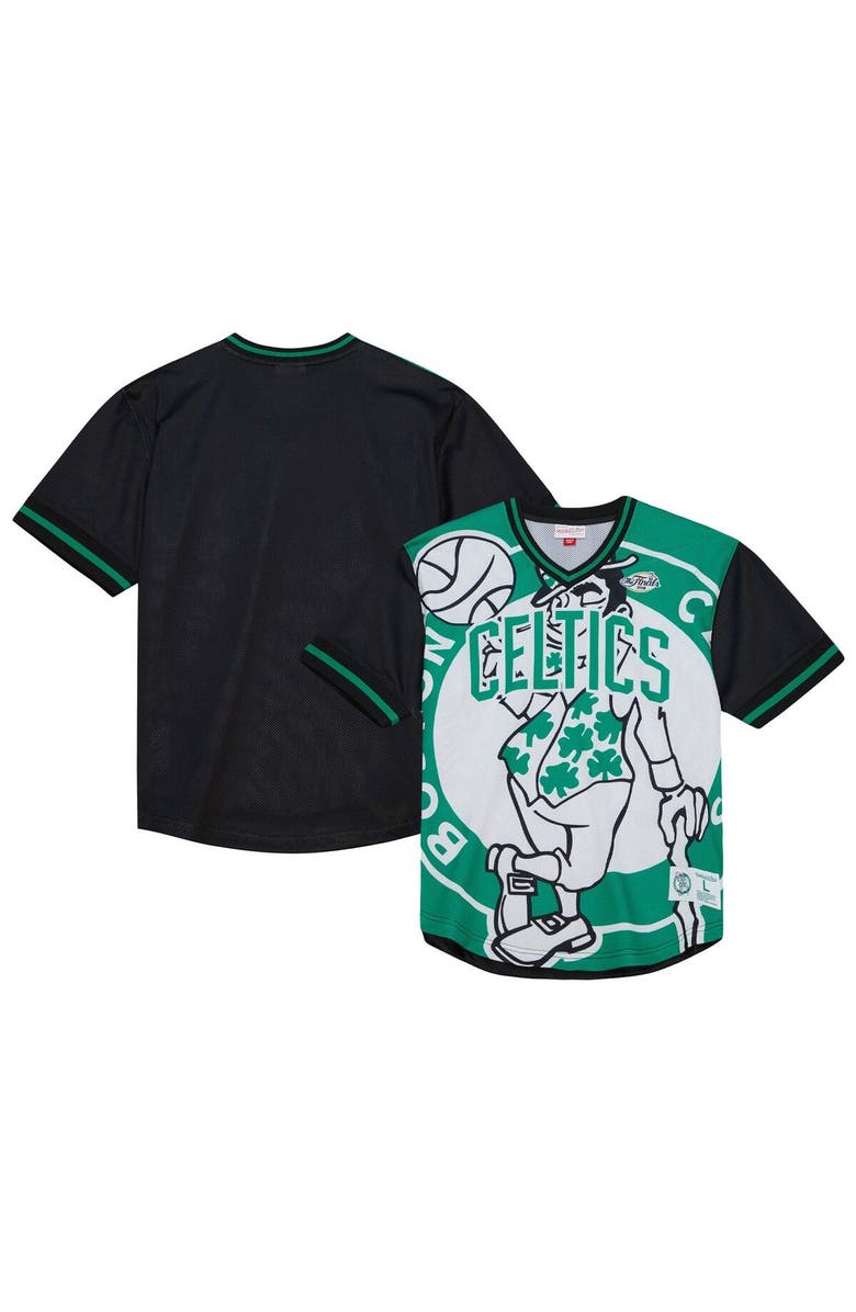 Mitchell & Ness Men's Mitchell & Ness  Kelly Green Boston Celtics Jumbotron 3.0 Mesh V-Neck T-Shirt, Main, color, Kelly Green