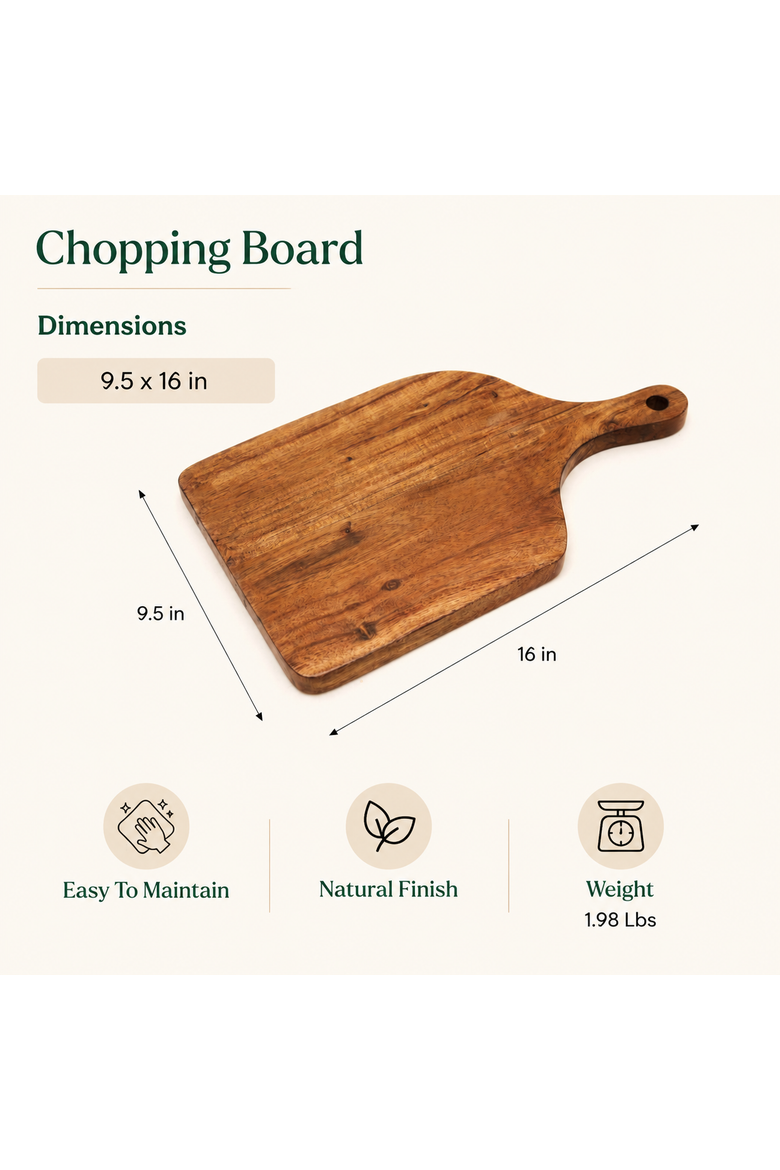 Acacia Wood Cutting Board with Handle Wooden Chopping Board, Alternate, color, Natural Wood
