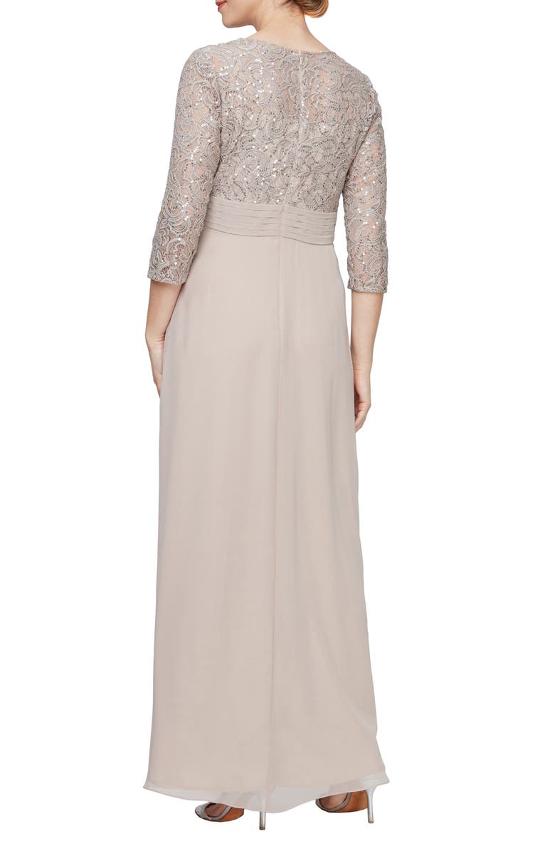 Alex Evenings Sequin & Lace Bodice Gown, Alternate, color,