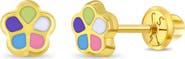 In Season Jewelry 14k Multicolored Petal Flower Earrings