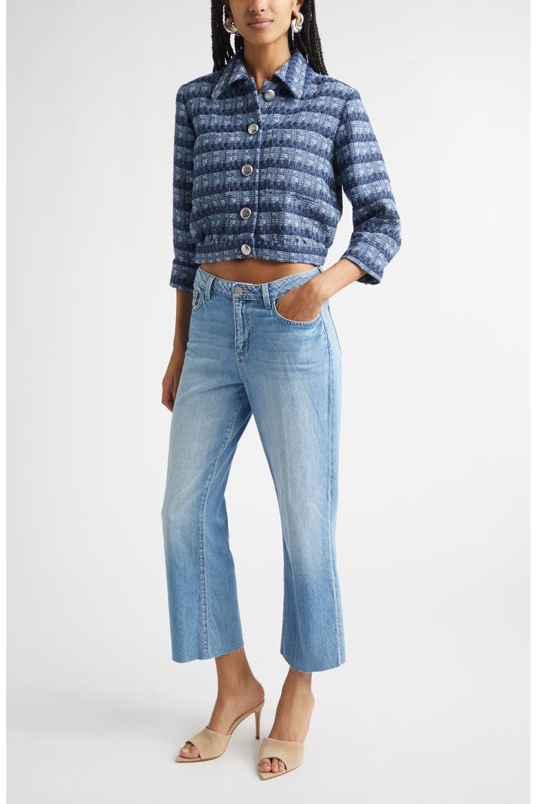 Wanda High Waist Raw Hem Crop Wide Leg Jeans, Alternate, color, ANAHEIM