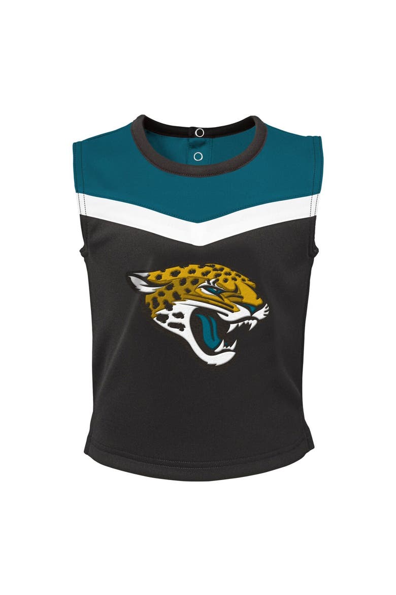 Girls Toddler Black Jacksonville Jaguars Spirit Cheer Three-Piece Cheerleader Set, Alternate, color, Black