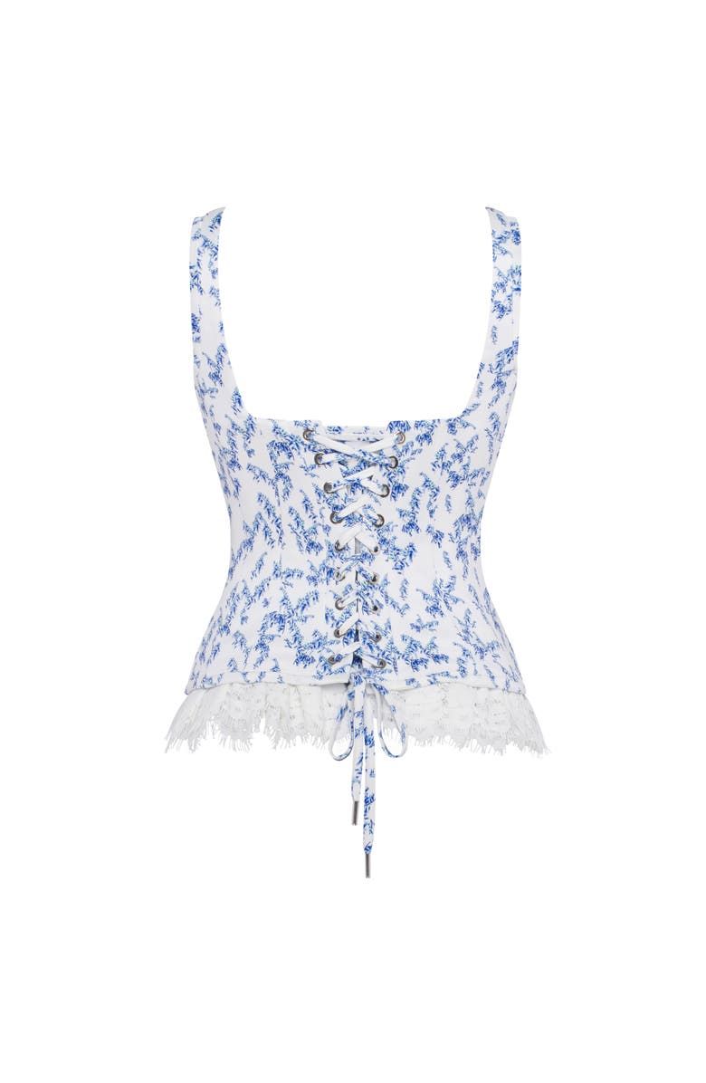 Milla Corset on Straps with Bows and Ribbon Lacing in Blue Lavender, Alternate, color, Blue Lavender