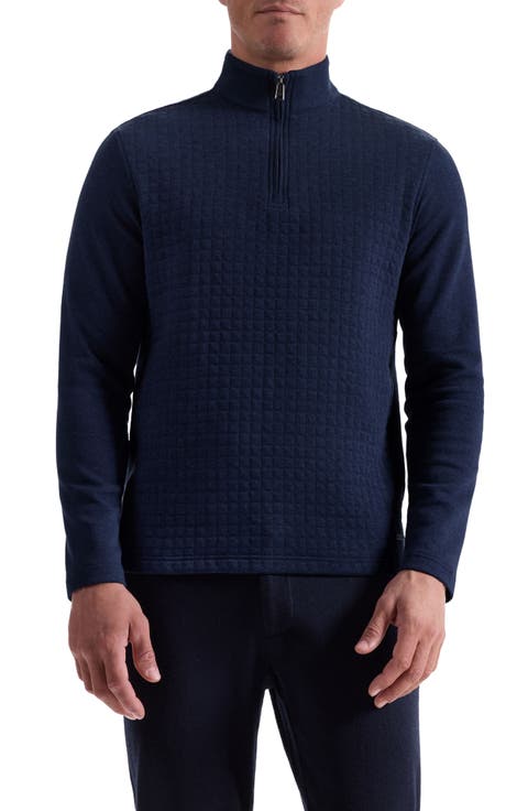 Waffle Quarter Zip Cotton Blend Pullover