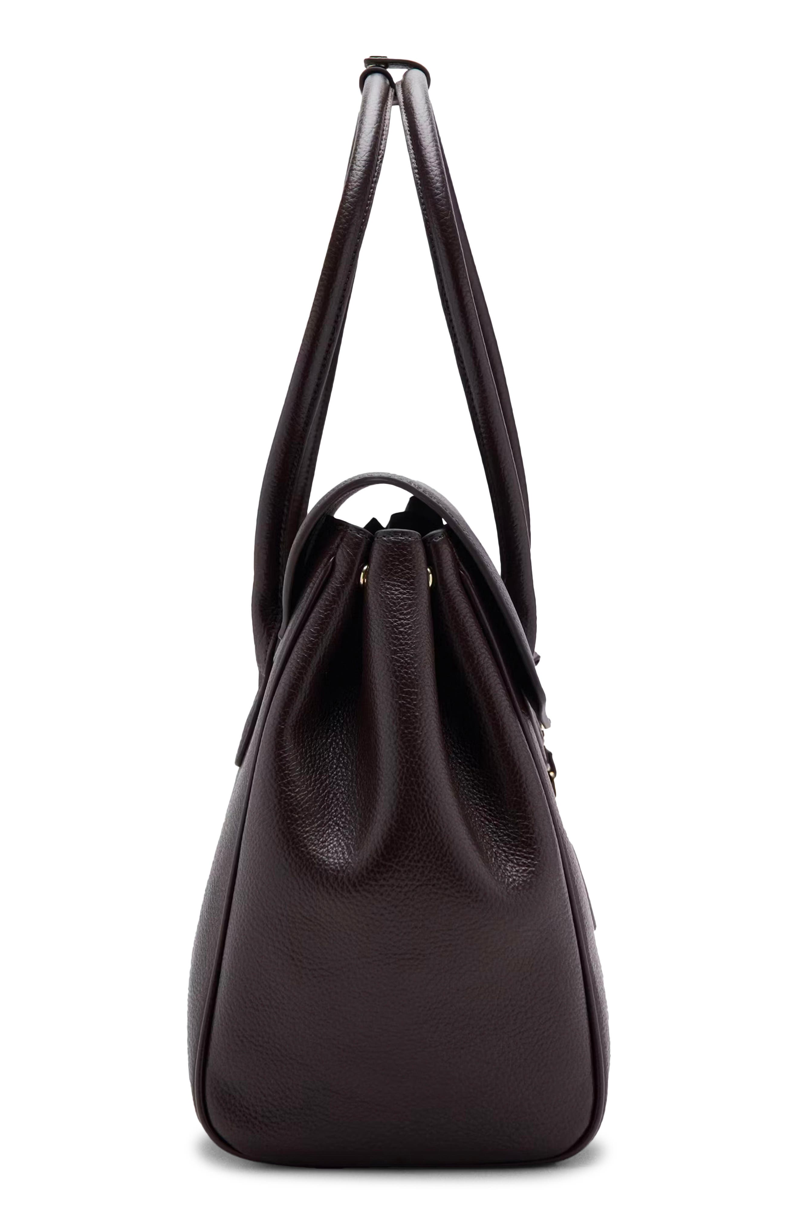Medium City Faux Leather Satchel, Alternate, color, CHOCOLATE