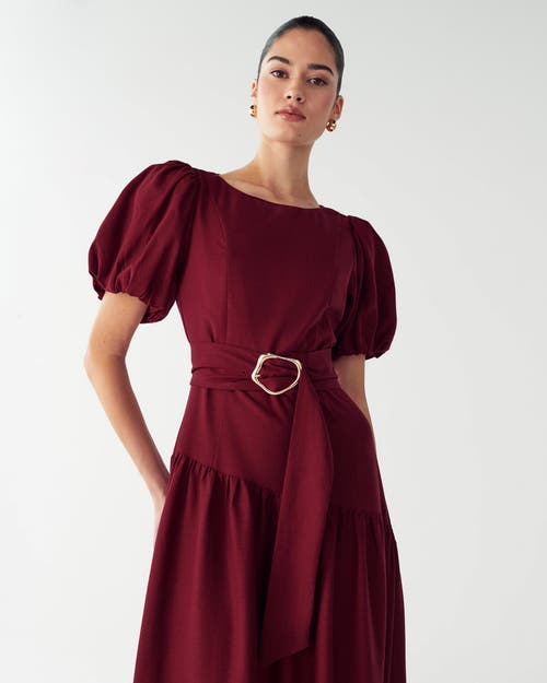 Willa Elona Midi Dress In Burgundy
