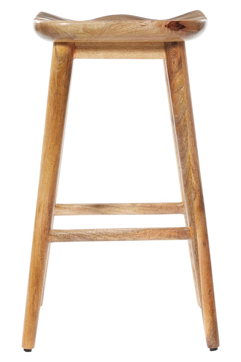 Brown Wood Bar Stool with Footrest, Alternate, color, BROWN