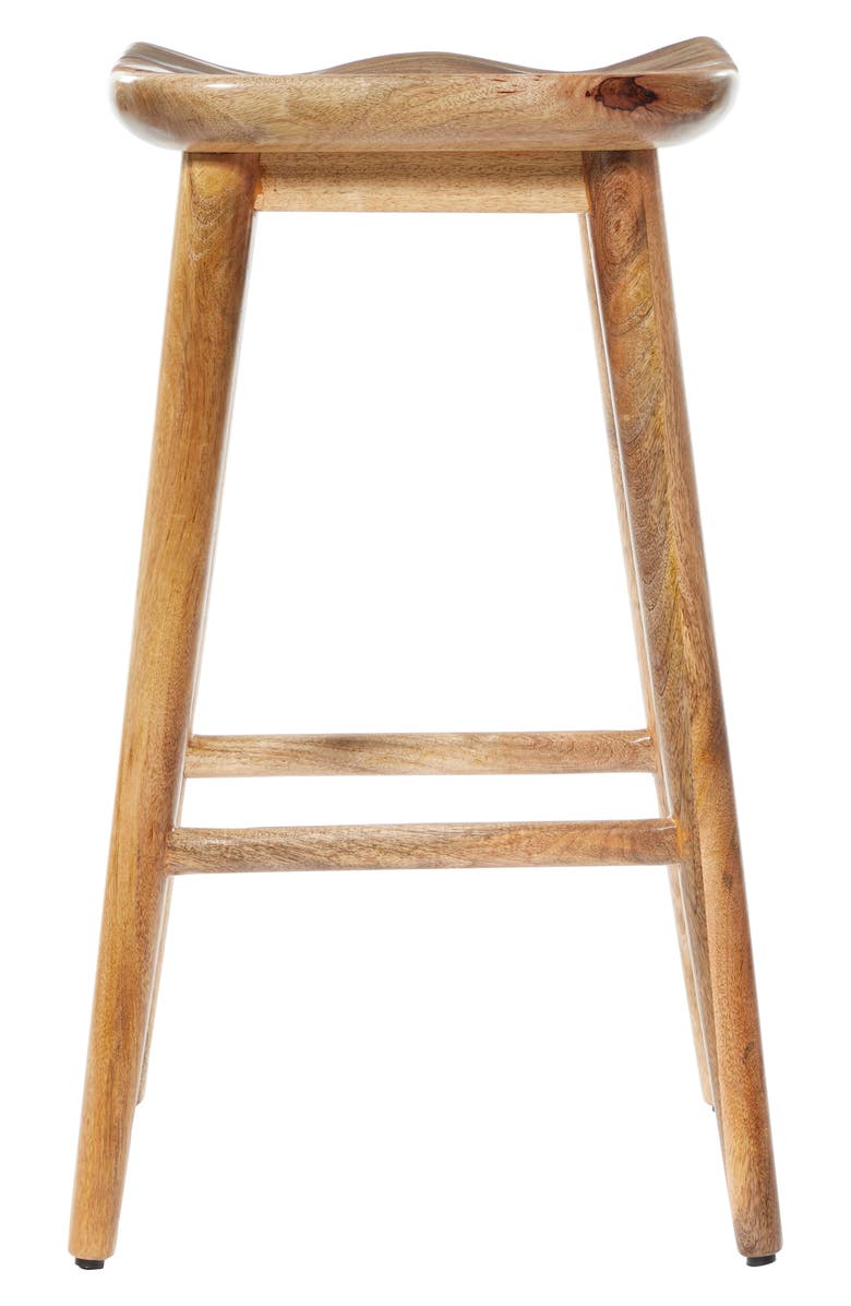 GINGER BIRCH STUDIO Brown Wood Bar Stool with Footrest, Alternate, color,