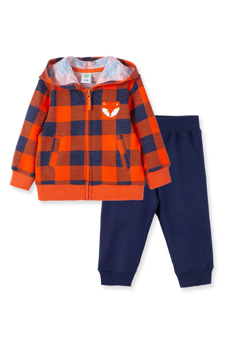 Little Me Fox Zip-Up Hoodie & Joggers Set, Main, color,