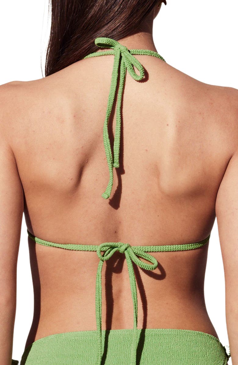 & Other Stories Textured Triangle Bikini Top, Alternate, color, Green Medium