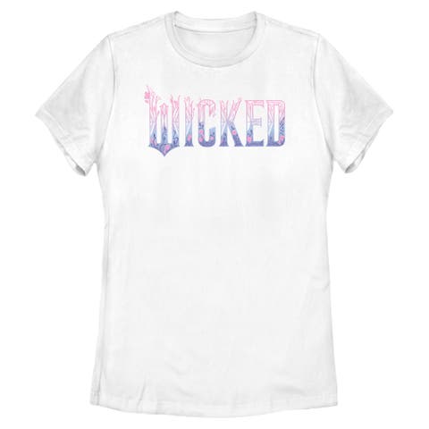 Women's Wicked For Good Floral Pink and Purple Logo  Graphic T-Shirt