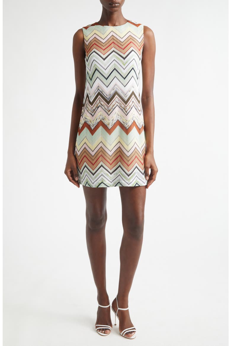 Zigzag Knit Minidress, Alternate, color, BLUE ORANGE GREEN TONES