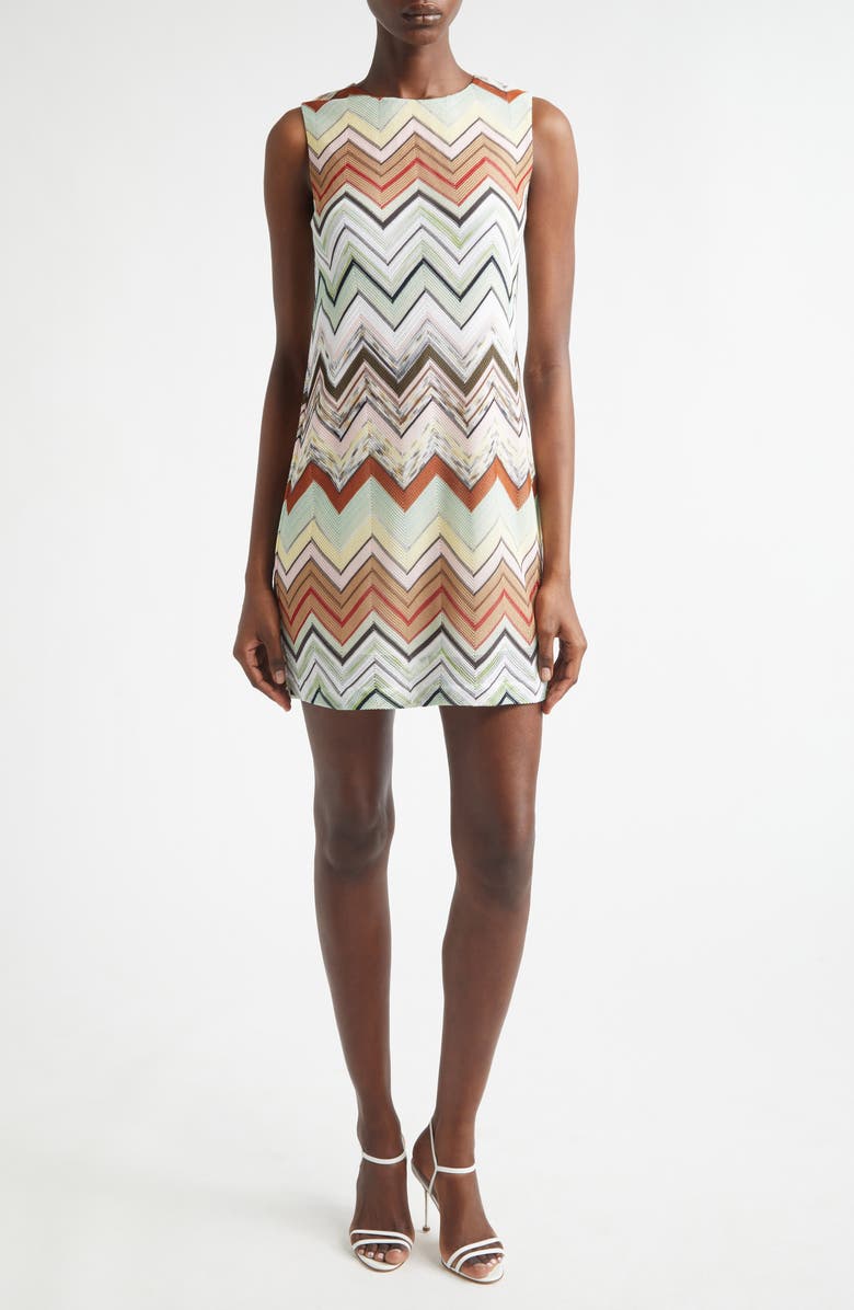 Missoni Zigzag Knit Minidress, Main, color, Blue Orange Green Tones