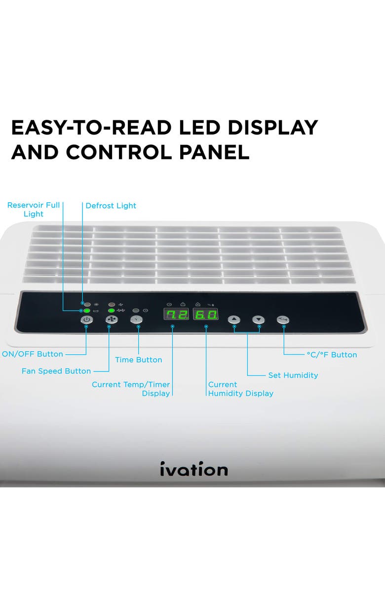Ivation 4,500 Sq Ft Dehumidifier with Pump, Large Capacity Compressor Includes Programmable Humidity, Hose Connector, Auto Shutoff and Restart and Washable Filter, Alternate, color, White