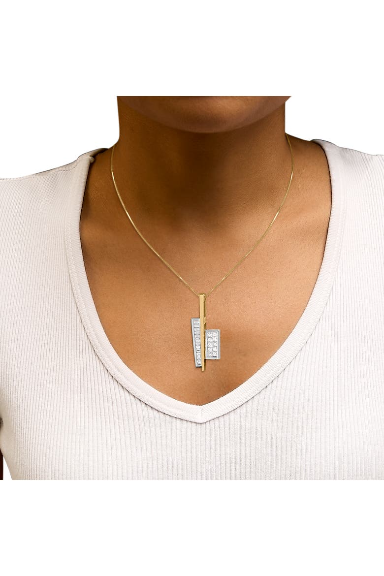 18K Yellow and White Gold 1 7/8 Cttw Diamond Key Shaped 18" Pendant Necklace, Alternate, color, Yellow