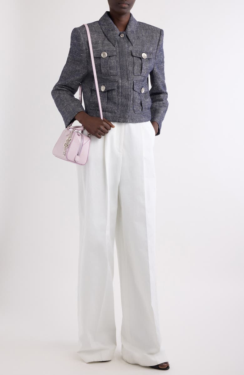 Givenchy Pleated Cotton Wide Leg Pants, Alternate, color, White