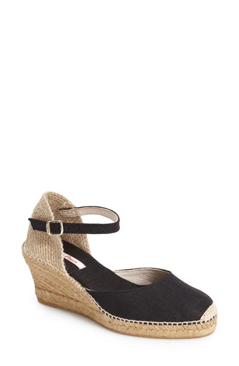 'Caldes' Linen Wedge Sandal (Women)