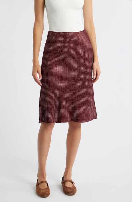 Elowette Floral Lace Hem Silk Skirt