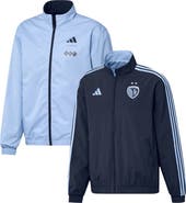 adidas Men's adidas Navy/Light Blue Sporting Kansas City 2023 On-Field Anthem Full-Zip Reversible Team Jacket
