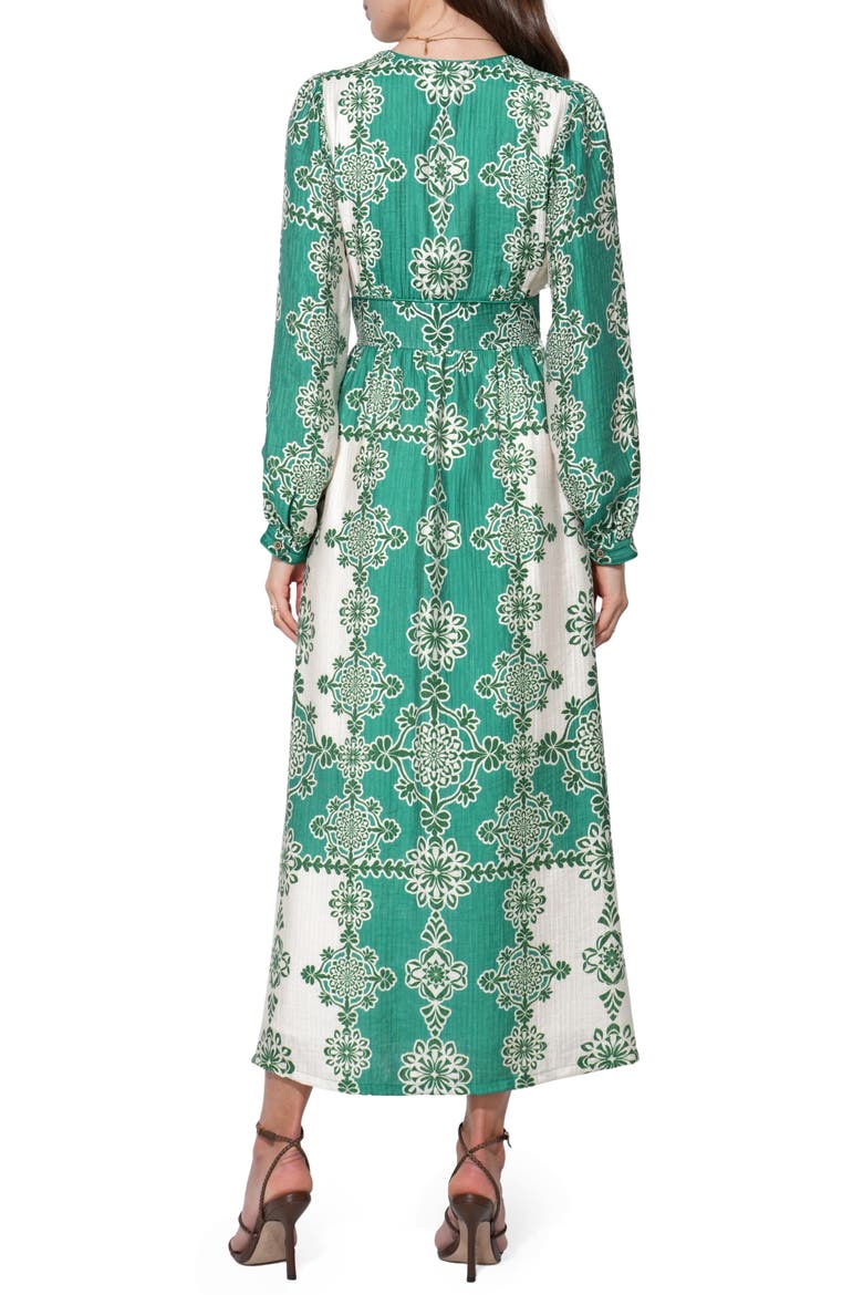Athena Long Sleeve Maxi Dress, Alternate, color, JADE/ CREAM
