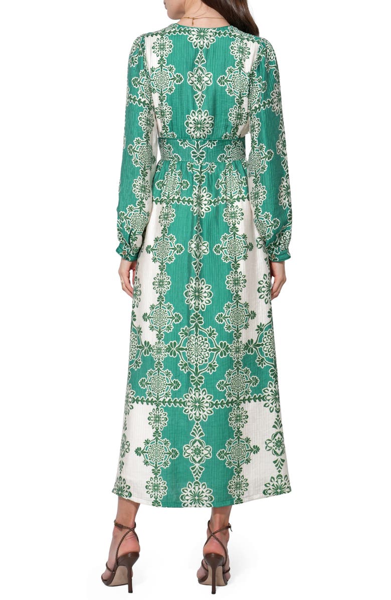 Adelyn Rae Athena Long Sleeve Maxi Dress, Alternate, color, Jade/ Cream