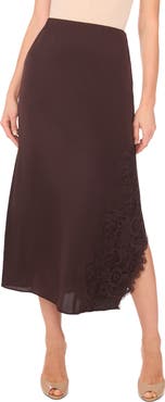 Vince Camuto Lace Detail Asymmetric Slip Skirt