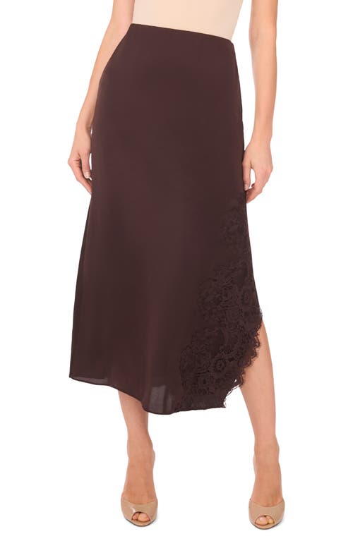 Vince Camuto Lace Detail Asymmetric Slip Skirt In Brown