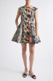 Jason Wu Collection Mixed Floral Jacquard Fit & Flare Minidress