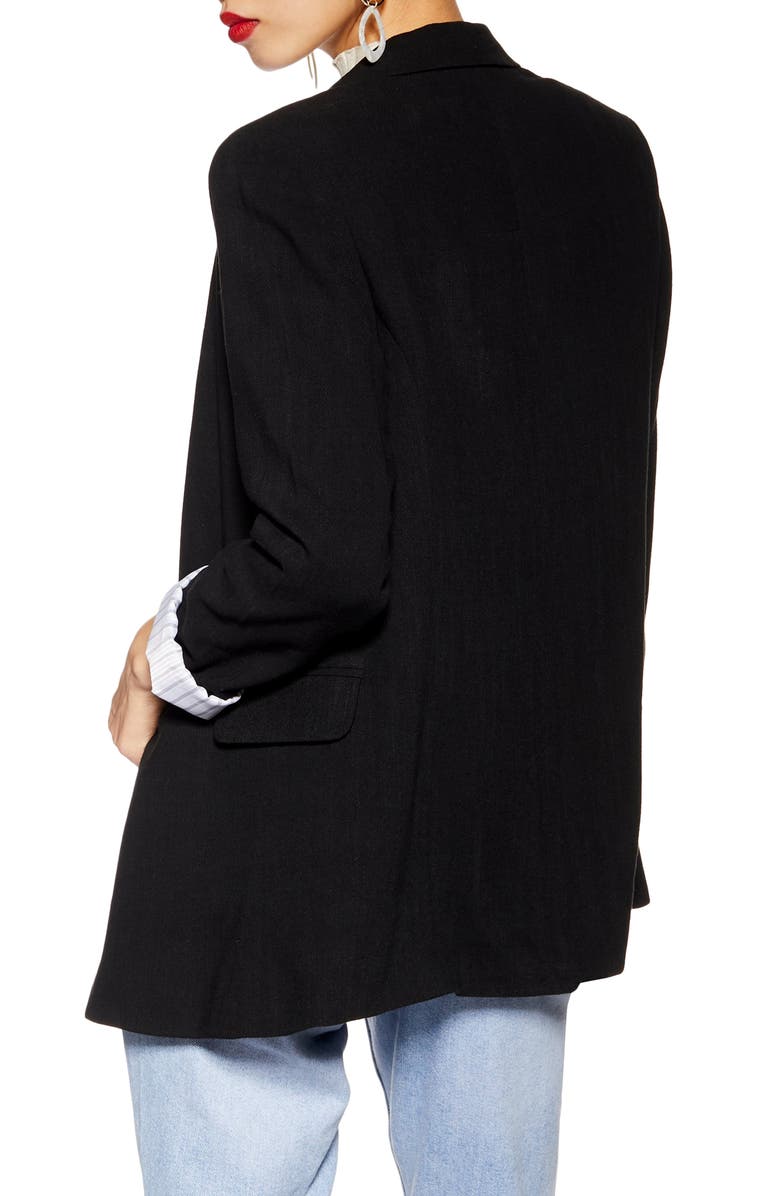 Topshop Coco Linen Blazer, Alternate, color,