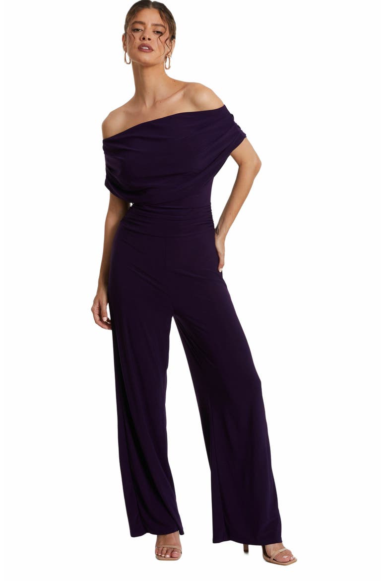 ITY Bardot Palazzo Jumpsuit, Main, color, Plum