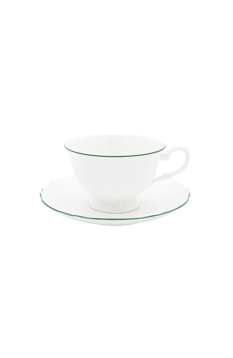 Twig New York Amelie Tea Cup & Saucer, Main, color, Forest Green