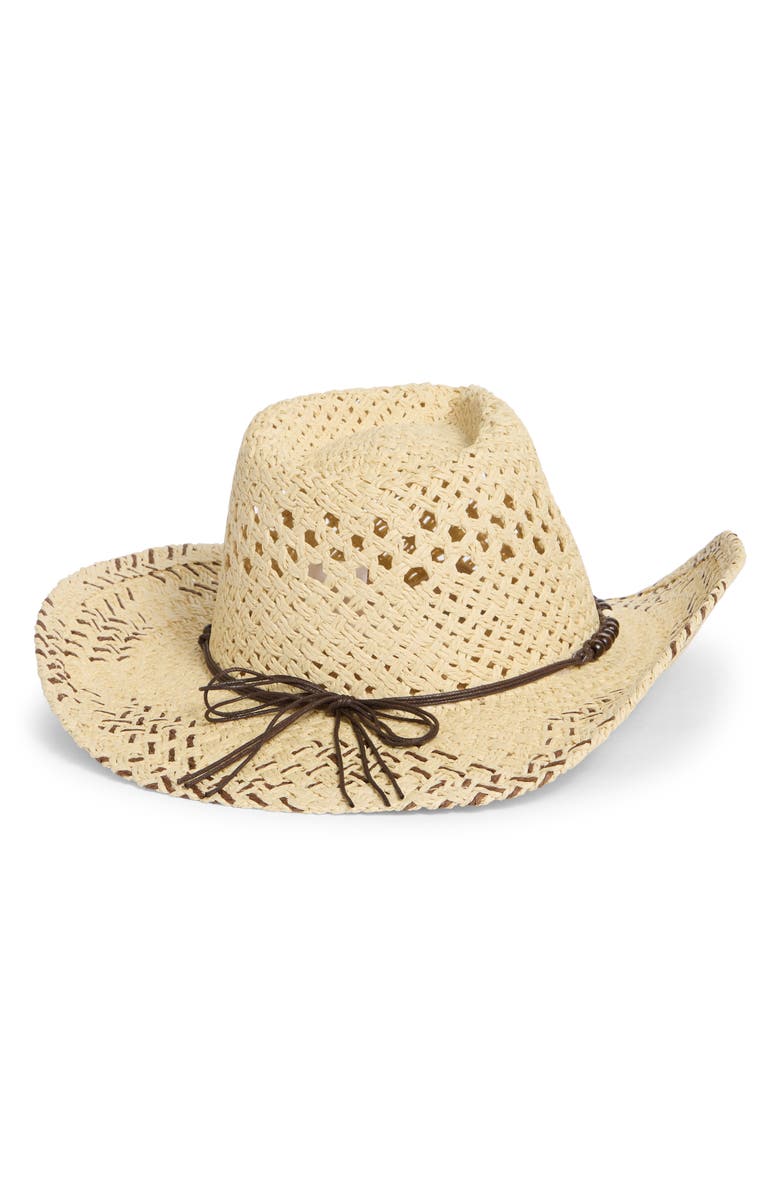 BP. Beaded Detail Straw Cowboy Hat, Alternate, color, Natural