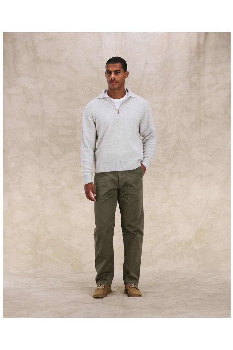 Yale Wool Sweater with Collar and Zip, Alternate, color, Melange Grey