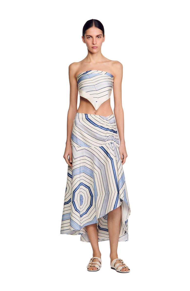SANDRO Spiral-motif maxi skirt, Alternate, color, Sky Blue