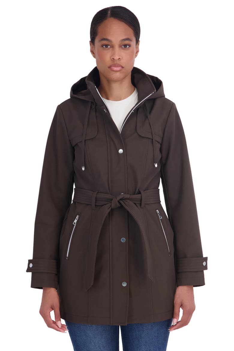 Water Resistant Hooded Softshell Jacket, Alternate, color, BROWN