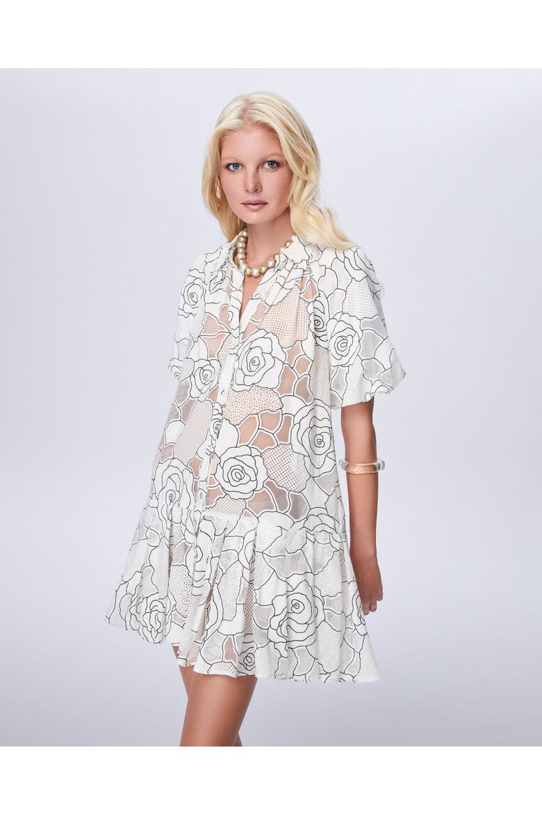 Ourania Puff Sleeve Shirtdress, Main, color, Ivory