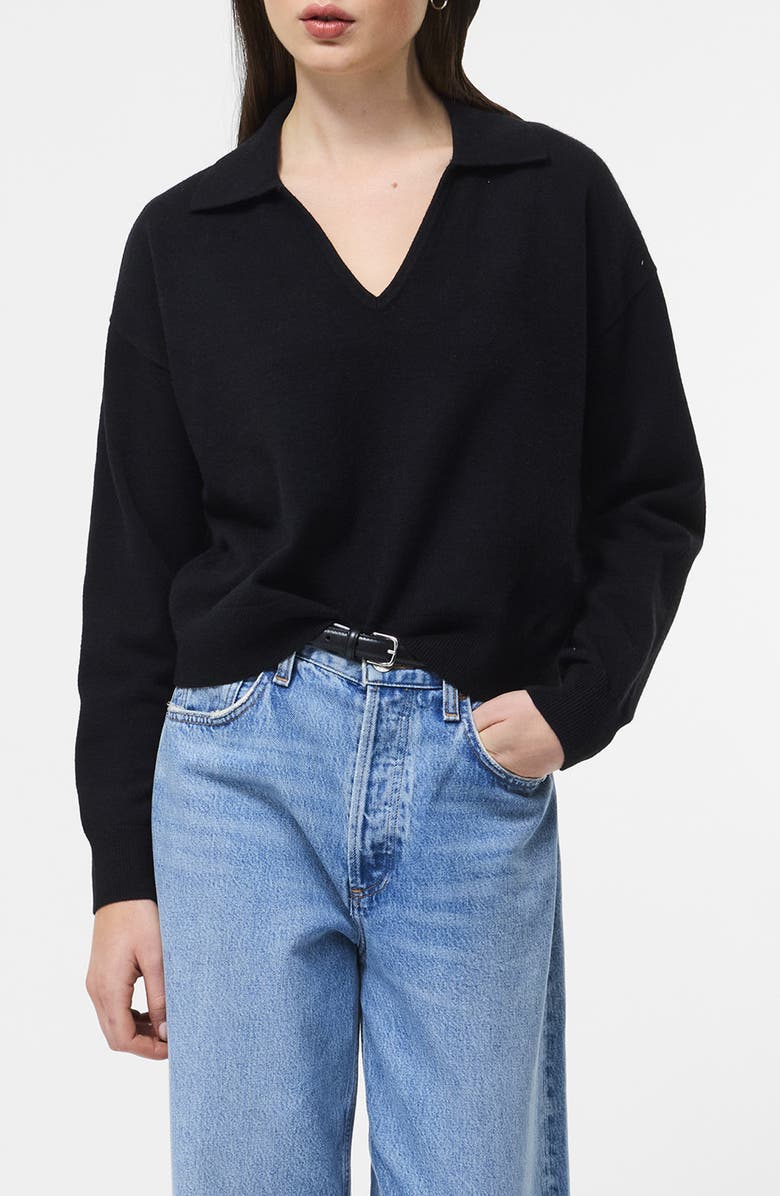 French Connection Sloane Johnny Collar Pullover, Main, color, 01-Black