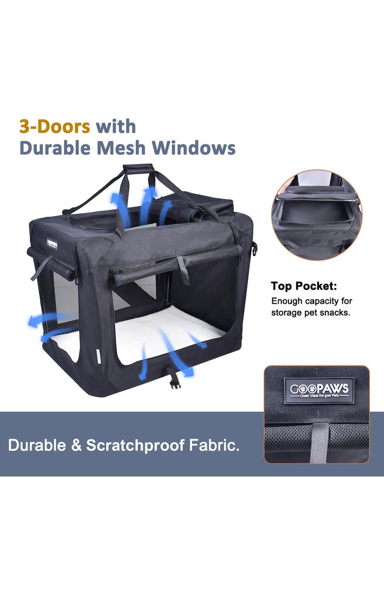 JESPET Soft Pet Crate 36", 70Lb Capacity, Alternate, color, Multicolored