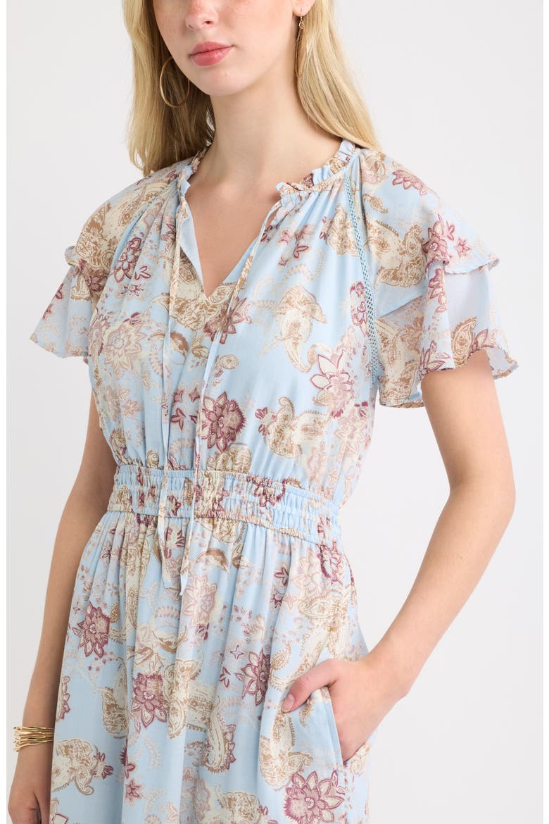 Tie Neck Maxi Dress, Alternate, color, BLUE PAISLY BLOOM